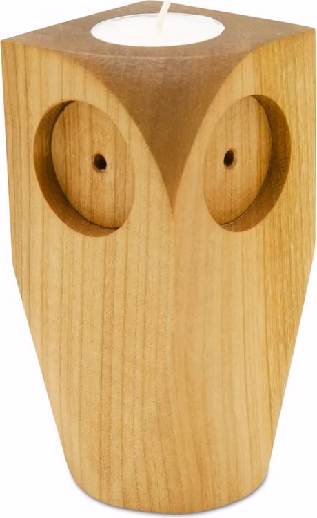Kerzenhalter – Eule, aus Holz